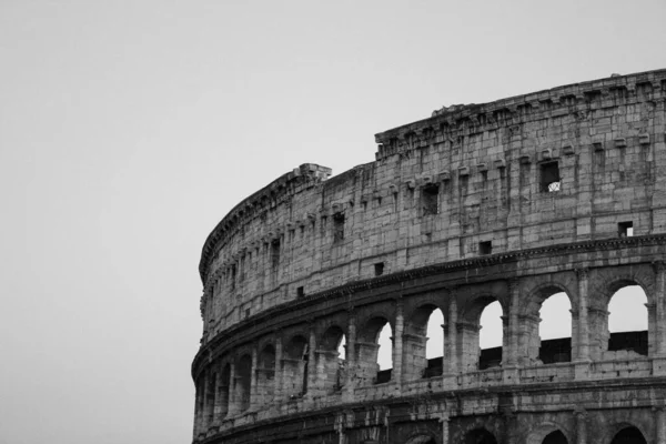 Grayscale Corner Famous Colosseum Italy — Stock Photo, Image