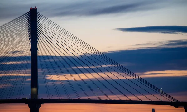 Silhouette Port Mann Bridge Sunset Vancouver Canada — Foto Stock