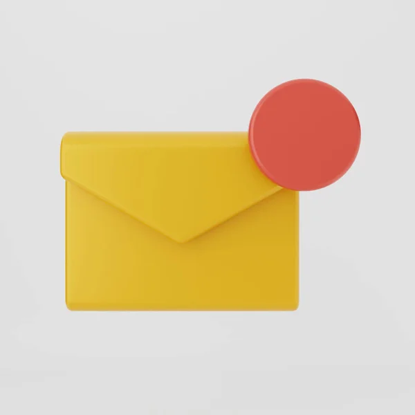 Renderowanie Żółtej Koperty Ikoną Powiadomienia Czerwony Push Rogu Mail — Zdjęcie stockowe