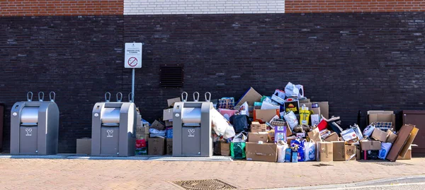 Three Metallic Underground Trash Collection Bins Wall Roermond Netherlands Pile — Stock Photo, Image