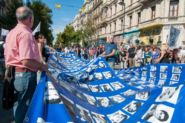 Demonstrators Carry Images People Kidnapped Disappeared Last Military Dictatorship March — Photo