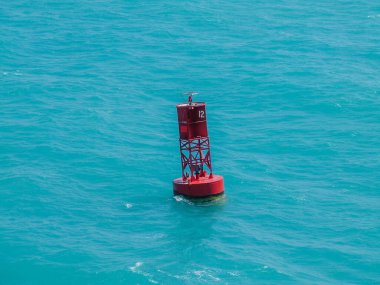 A closeup shot of the Buoy in the Caribbean sea