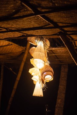 A closeup of a creative lamp in a building