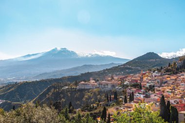 Taormina, İtalya 'nın eski güzel bir fotoğrafı.
