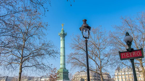 Paris Place Bastille Column Statue Golden Angel — Stock Photo, Image