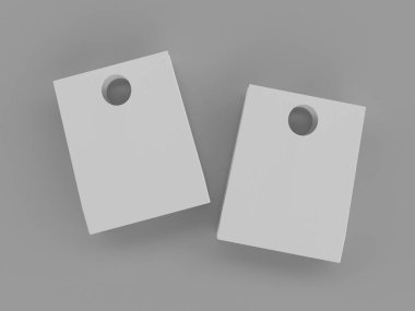 Gri arka planda beyaz alışveriş çantalarının üç boyutlu bir çizimi