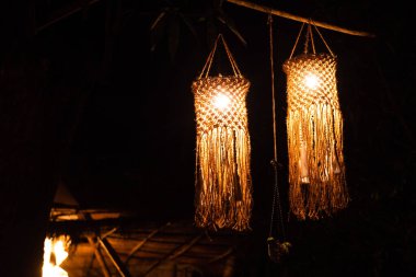 A closeup of a creative lamp in a building