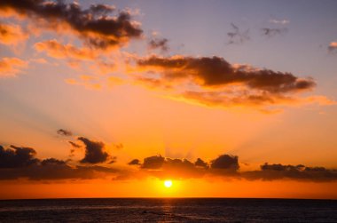 Tenerife Kanarya Adası İspanya 'da Atlantik Okyanusunda Güneş Batıyor