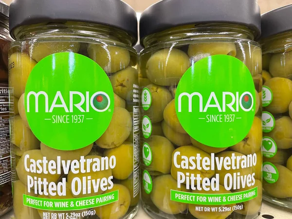 Grovetown Usa Retail Store Olives Mario Olive Jar Pitted — Stock Photo, Image