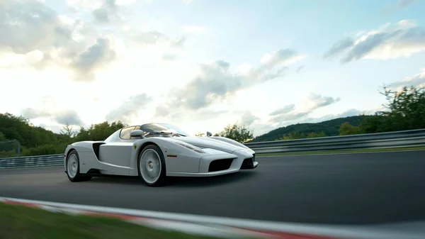 Beautiful Shot White Ferrari Enzo Race Track Turkey — Stock Photo, Image