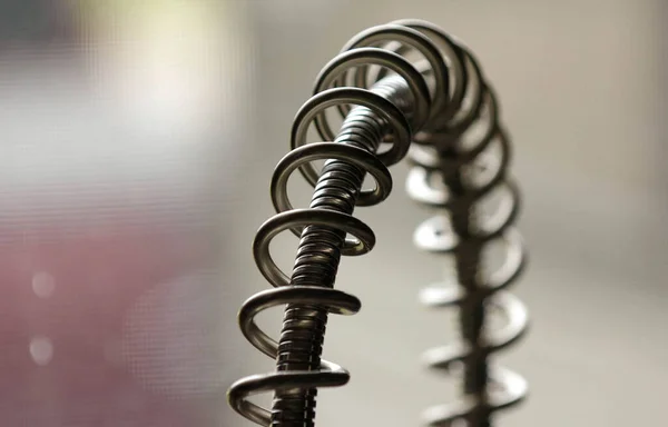 Closeup Shot Metal Coil Spring Blurred Background — Stock Photo, Image