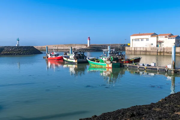 Ilha Oleron França Porto Típico Cotiniere Com Farol Barcos Pesca — Fotografia de Stock