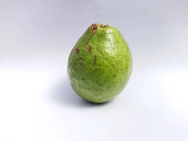 Single Green Mango Isolated White Background — Fotografia de Stock