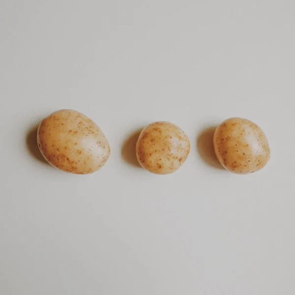 Top View Three Potatoes White Background — Stock Photo, Image