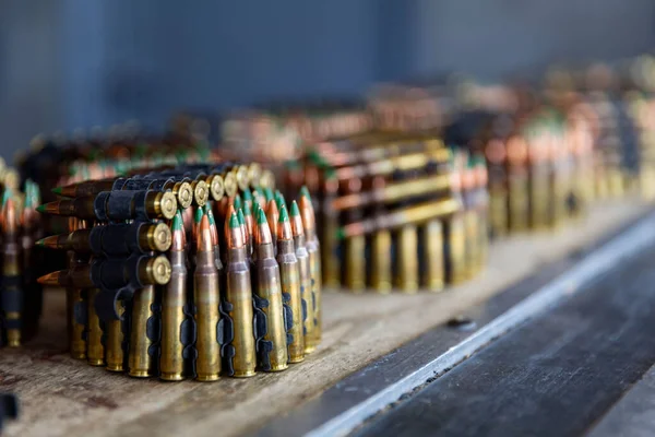 Grayscale Shot Military Bullets Shelf — Stock Photo, Image