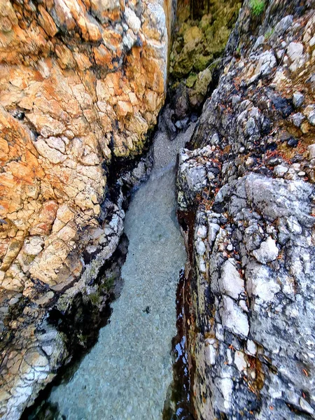 Top View River Going Rocky Cliffs — Stock Photo, Image