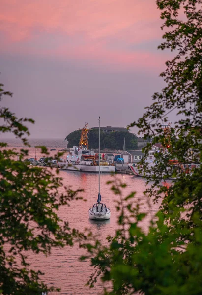 Vertikal Bild Båtar Hamn Vid Solnedgången Cape Cod Usa — Stockfoto
