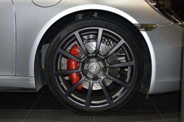 german sports car in silver color. Porsche Carrera 4 GTS