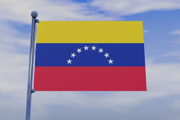 Illustration Flag Venezuela Chrome Flag Pole Snap Hooks Blue Sky — Zdjęcie stockowe