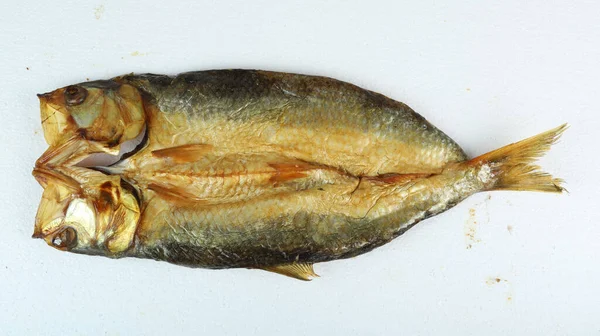 一条大熏鱼 在白色的背景上被隔离 — 图库照片