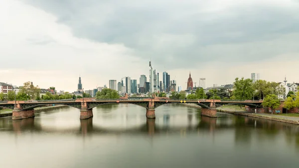 Beautiful View Old Bridge Skyline Background Frankfurt Main Germany — Stock Photo, Image