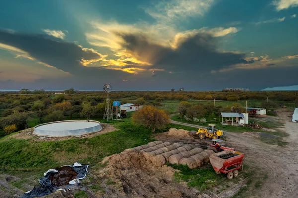 Typischer Bauernhof Der Provinz Buenos Aires Luftaufnahme Eines Bauernhofes Mit — Stockfoto