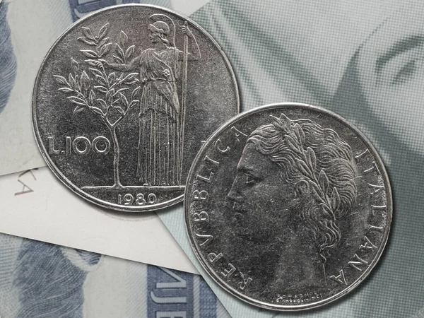 Italienische Lira Münze Vorder Und Rückseite Alte Währung Der Republik — Stockfoto