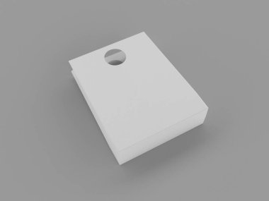 A 3d rendering illustration of a white shopping bag on a grey background