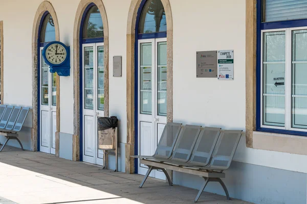 Exteriérový Design Železniční Stanice Riachos Městě Torres Novas Vlastnictví Obojkové — Stock fotografie