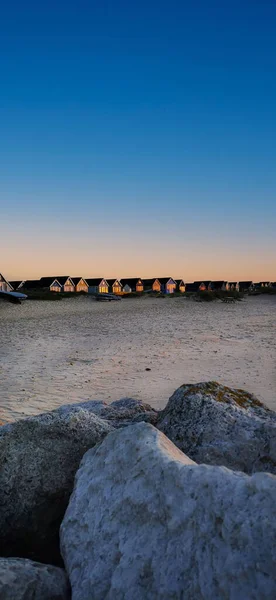 Beautiful View Sunrise Beach Huts Mudeford Quey Bournemouth — Stock Photo, Image