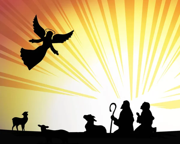 Illustration Nativity Scene Baby Jesus Silhouettes Manger — Stock Photo, Image