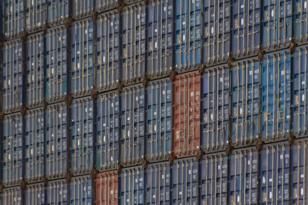 Closeup Ship Loaded Cargos Harbor Rotterdam Netherlands — Zdjęcie stockowe