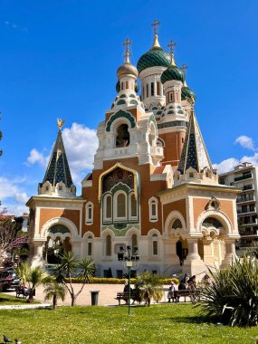 A vertical shot of the St. Nicholas Russian Orthodox Cathedral in Nice, France