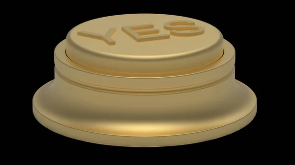 Yes Golden Button Isolated Illustration Gold Render —  Fotos de Stock
