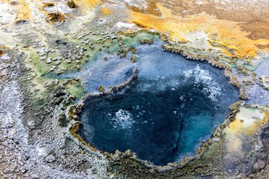 Yellowstone Ulusal Parkı, Wyoming ABD 'de renkli gayzerler
