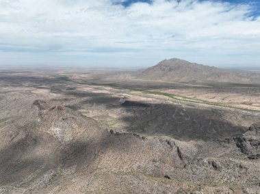 An aerial view of deserted mountain range in Arizona
