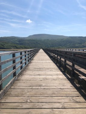 A wooden walking across Barmouth Viaduct, Wales, United Kingdom
