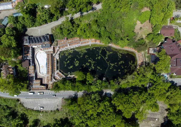 Aerial Landscape Black Lake Sovata Resort Romania Top View Summer — Stock Photo, Image