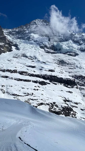 Sviçre Deki Güzel Karlı Dağların Dikey Görüntüsü — Stok fotoğraf