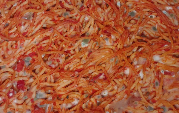 Крупный План Плесенью Спагетти Продукты Питания Измененные Плесень — стоковое фото