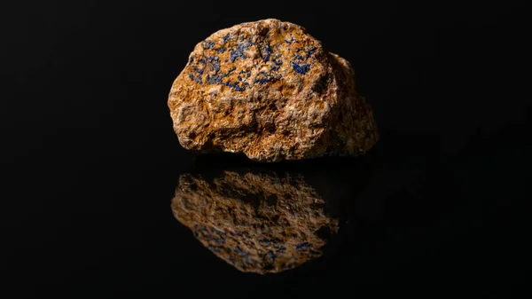Closeup Small Blue Azurite Quartz Fragments Raw Stone Black Background — Stock Photo, Image