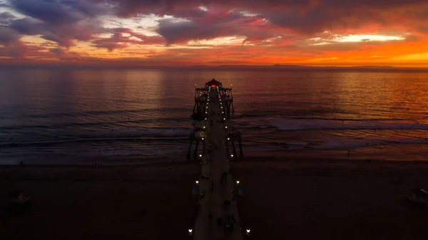 Beautiful View Huntington Beach Pier Sunset California Usa — Fotografia de Stock