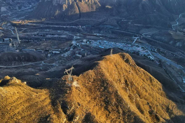 Aerial Shot Abandoned Factories Mountains China — Stock Photo, Image