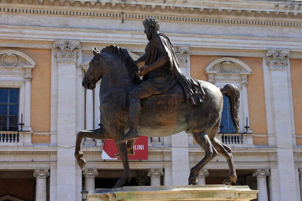 Copy Equestrian Statue Emperor Marcus Aurelius 174 Century Located Campidoglio — Stockfoto
