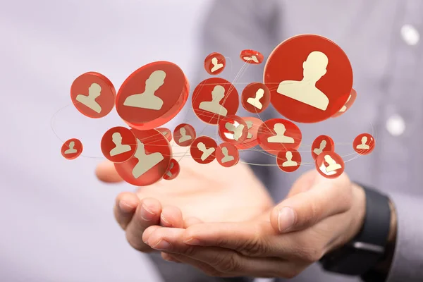 Digital Rendering Icons People Connecting Together Hands Concept Social Network — Foto de Stock