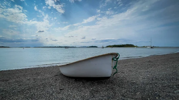 Closeup Boat Beach Maine Island — Stockfoto