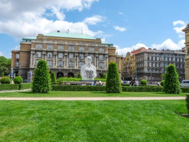 A scenic view of Charles University in Prague, the Czech Republic in cloudy sky background