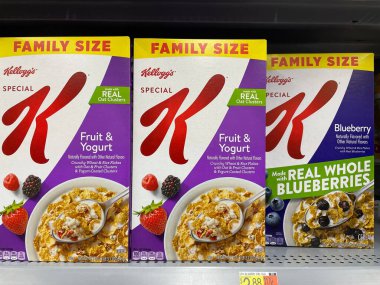Grovetown, Ga USA - 04 22 22: Retail store food products Special K cereal fruit and yogurt and shelf tag