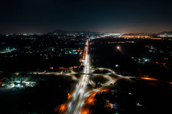 Aerial Shot Illuminated City Intersection Night Paine Chile — Stock Photo, Image