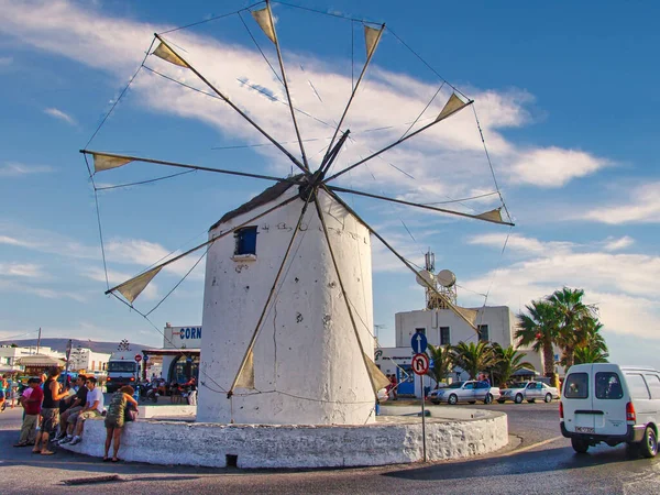 Beautiful View Flour Mills Mykonos Windmill Parikia Village Paros Island — Zdjęcie stockowe